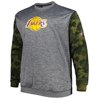 Men's Fanatics Heather Charcoal Los Angeles Lakers Big & Tall Camo Stitched Sweatshirt