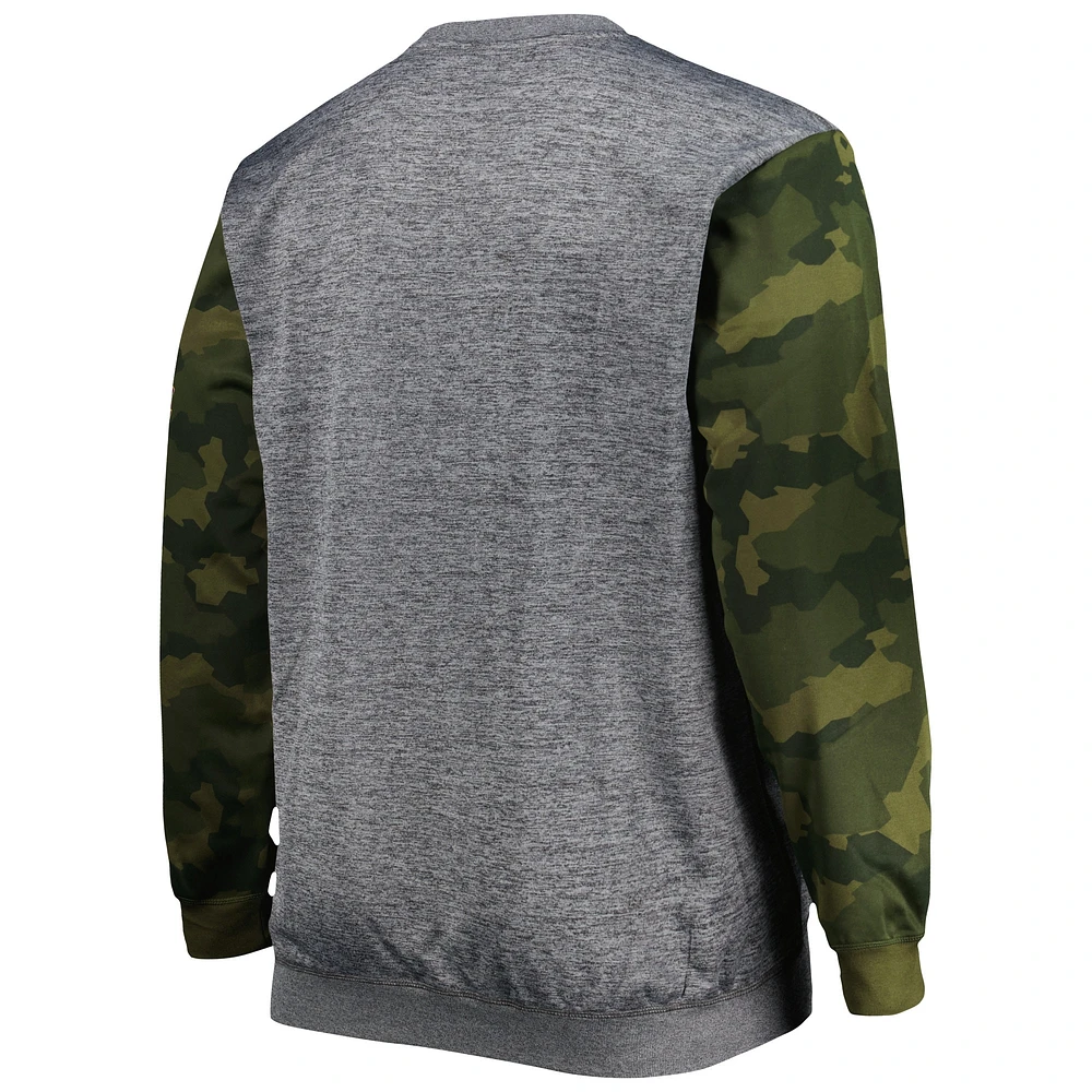 Men's Fanatics Heather Charcoal Los Angeles Lakers Big & Tall Camo Stitched Sweatshirt