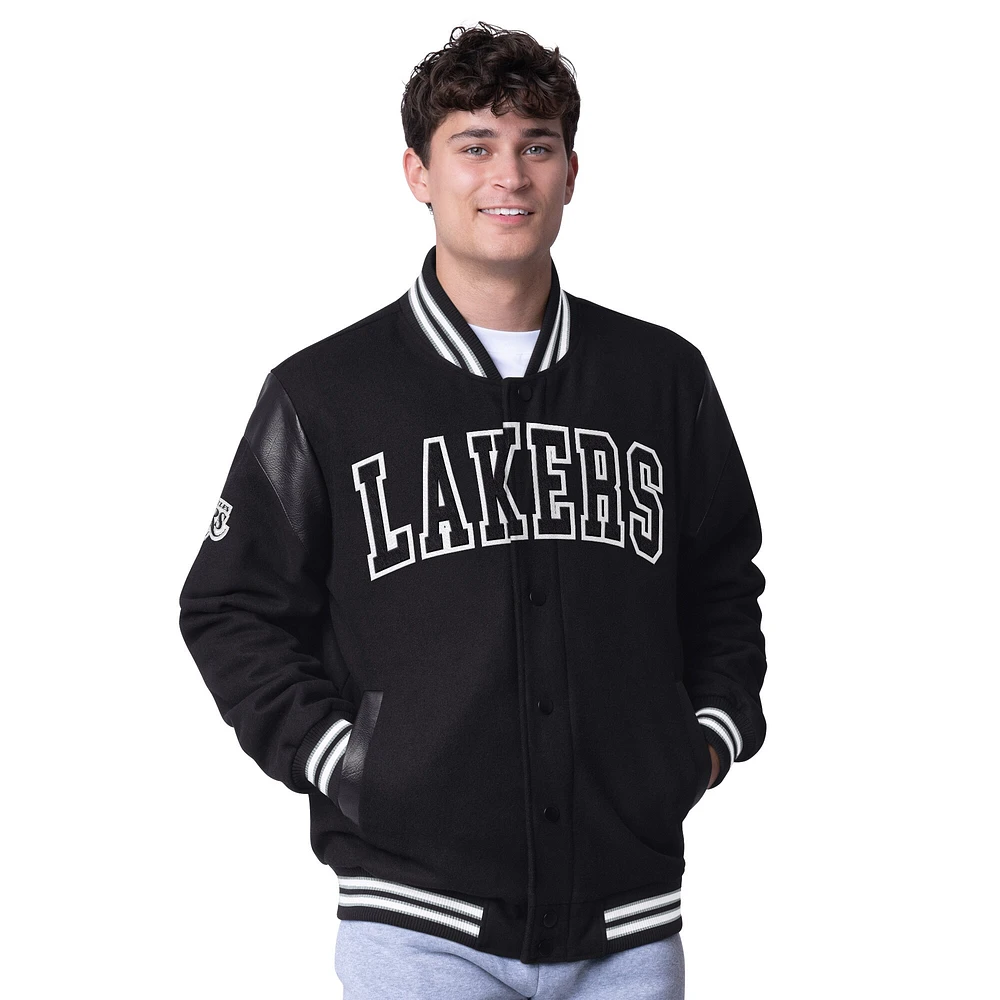 Veste universitaire à boutons-pression G-III Sports by Carl Banks pour homme Los Angeles Lakers Clutch Hitter noire