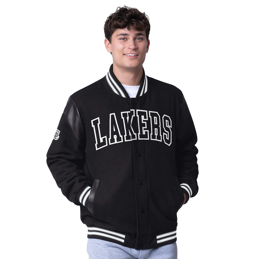 Veste universitaire à boutons-pression G-III Sports by Carl Banks pour homme Los Angeles Lakers Clutch Hitter noire