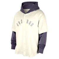 Men's Jordan Brand Cream/Purple Los Angeles Lakers Courtside Statement Edition MVP Jersey Pullover Hoodie