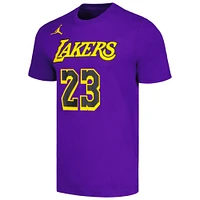 Men's Jordan Brand LeBron James Purple Los Angeles Lakers 2022/23 Statement Edition Name & Number T-Shirt