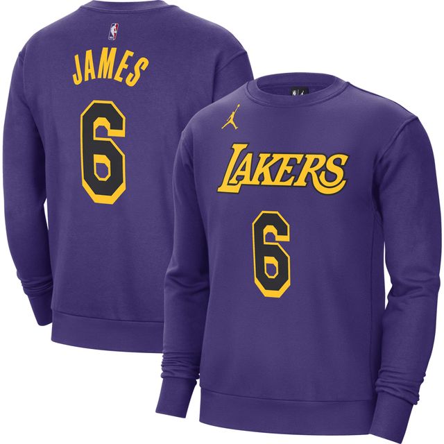 Sweat-shirt avec nom et numéro Jordan Brand LeBron James pour homme Los Angeles Lakers Statement, violet