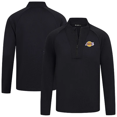 Men's Levelwear Black Los Angeles Lakers Volley Quarter-Zip Top