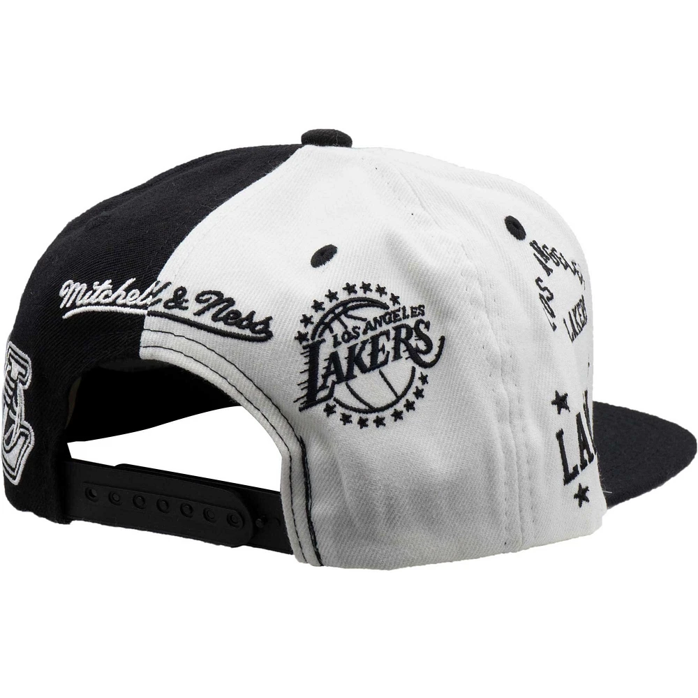 Mitchell & Ness pour homme Noir/Blanc Los Angeles Lakers Hardwood Classics Night & Day Snapback - Casquette