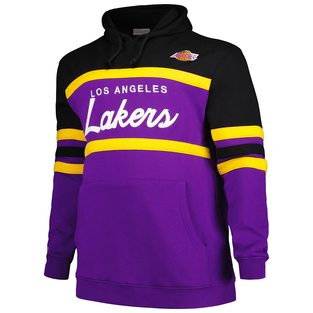 Men's Mitchell & Ness Black Los Angeles Lakers Big Tall Hardwood Classics Head Coach Pullover Hoodie