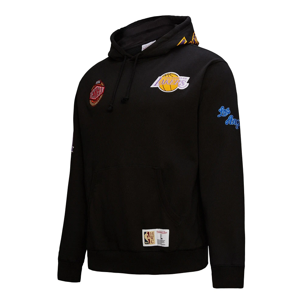 Men's Mitchell & Ness  Black Los Angeles Lakers Hardwood Classics Blackout Collection Pullover Hoodie