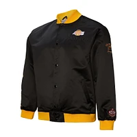 Men's Mitchell & Ness Black Los Angeles Lakers Hardwood Classics Team OG 3.0 Lightweight Satin Full-Snap Jacket