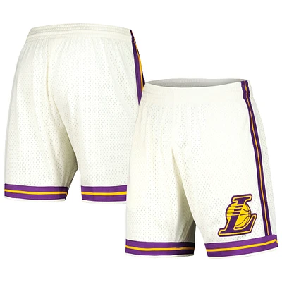 Short Swingman à coutures en chaîne Mitchell & Ness crème pour hommes des Los Angeles Lakers