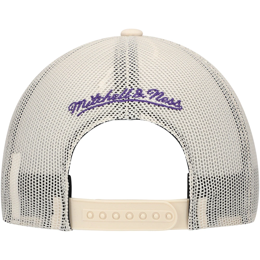Men's Mitchell & Ness Cream Los Angeles Lakers Trucker Adjustable Hat