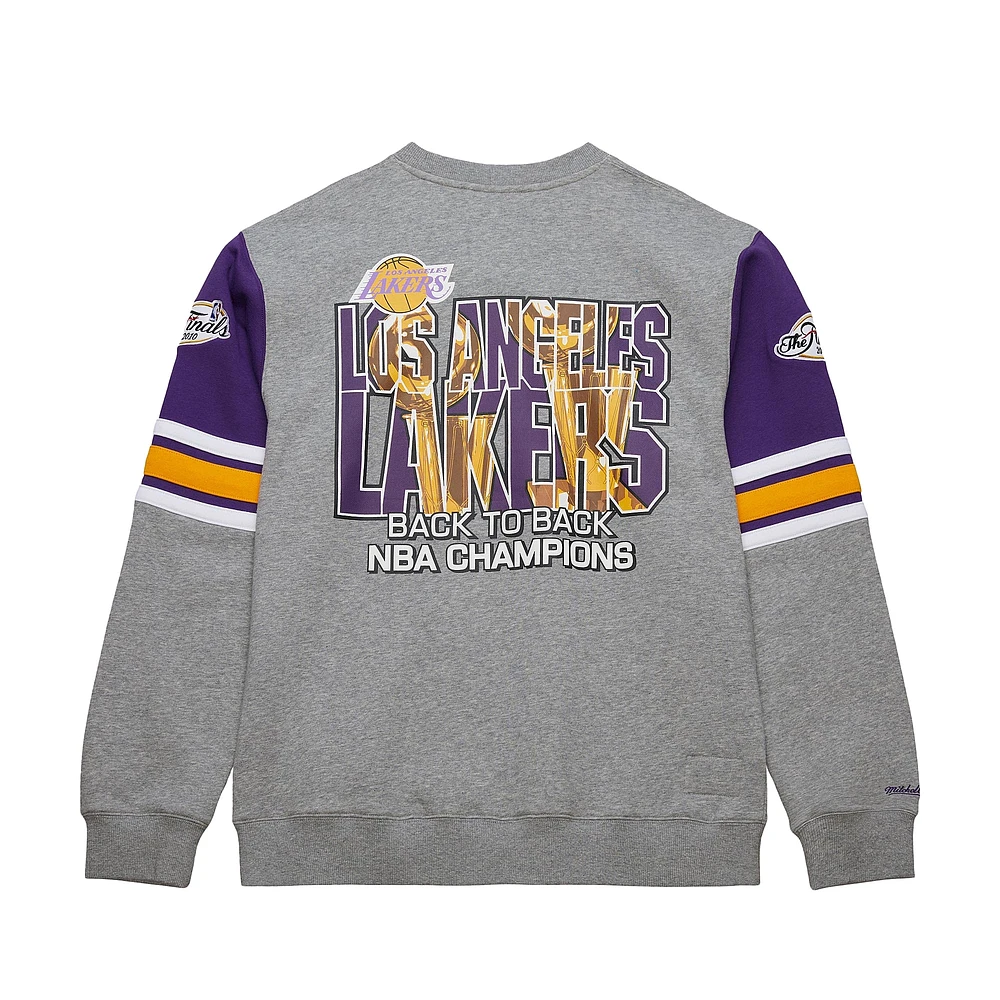Sweat-shirt à capuche gris chiné pour homme Mitchell & Ness Los Angeles Lakers Hardwood Classics All Over 4.0