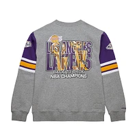 Sweat-shirt à capuche gris chiné pour homme Mitchell & Ness Los Angeles Lakers Hardwood Classics All Over 4.0