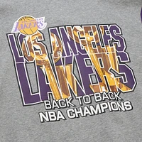 Sweat-shirt à capuche gris chiné pour homme Mitchell & Ness Los Angeles Lakers Hardwood Classics All Over 4.0