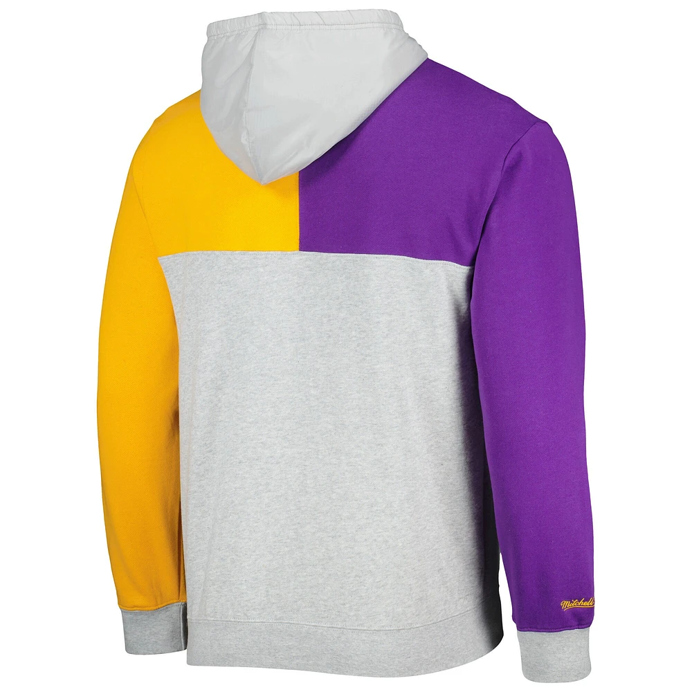 Men's Mitchell & Ness  Heather Gray Los Angeles Lakers Tie-Breaker Pullover Hoodie