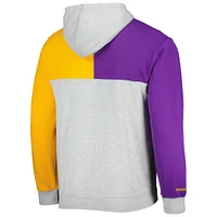 Men's Mitchell & Ness  Heather Gray Los Angeles Lakers Tie-Breaker Pullover Hoodie