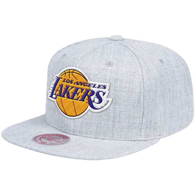 Logo de l'équipe des Los Angeles Lakers Mitchell & Ness gris chiné pour homme - Casquette Snapback