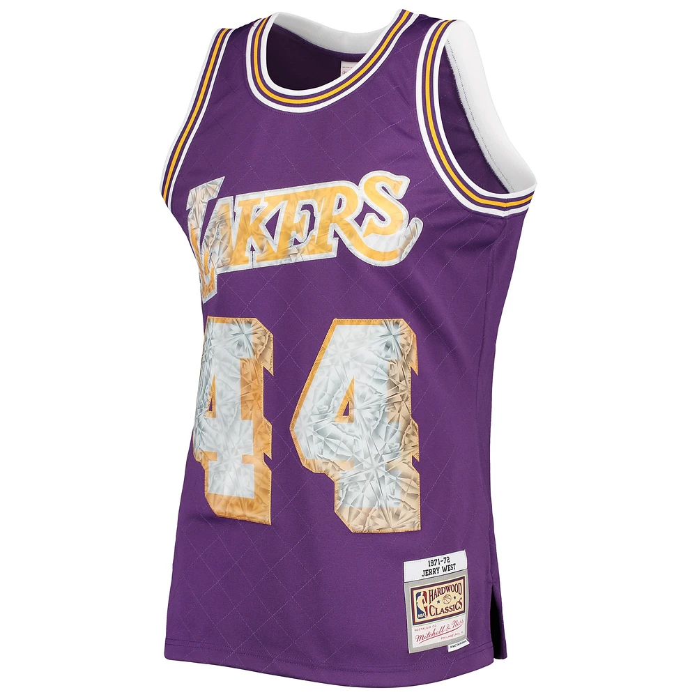 Men's Mitchell & Ness Jerry West Purple Los Angeles Lakers 1971/72 Hardwood Classics NBA 75th Anniversary Diamond Swingman Jersey