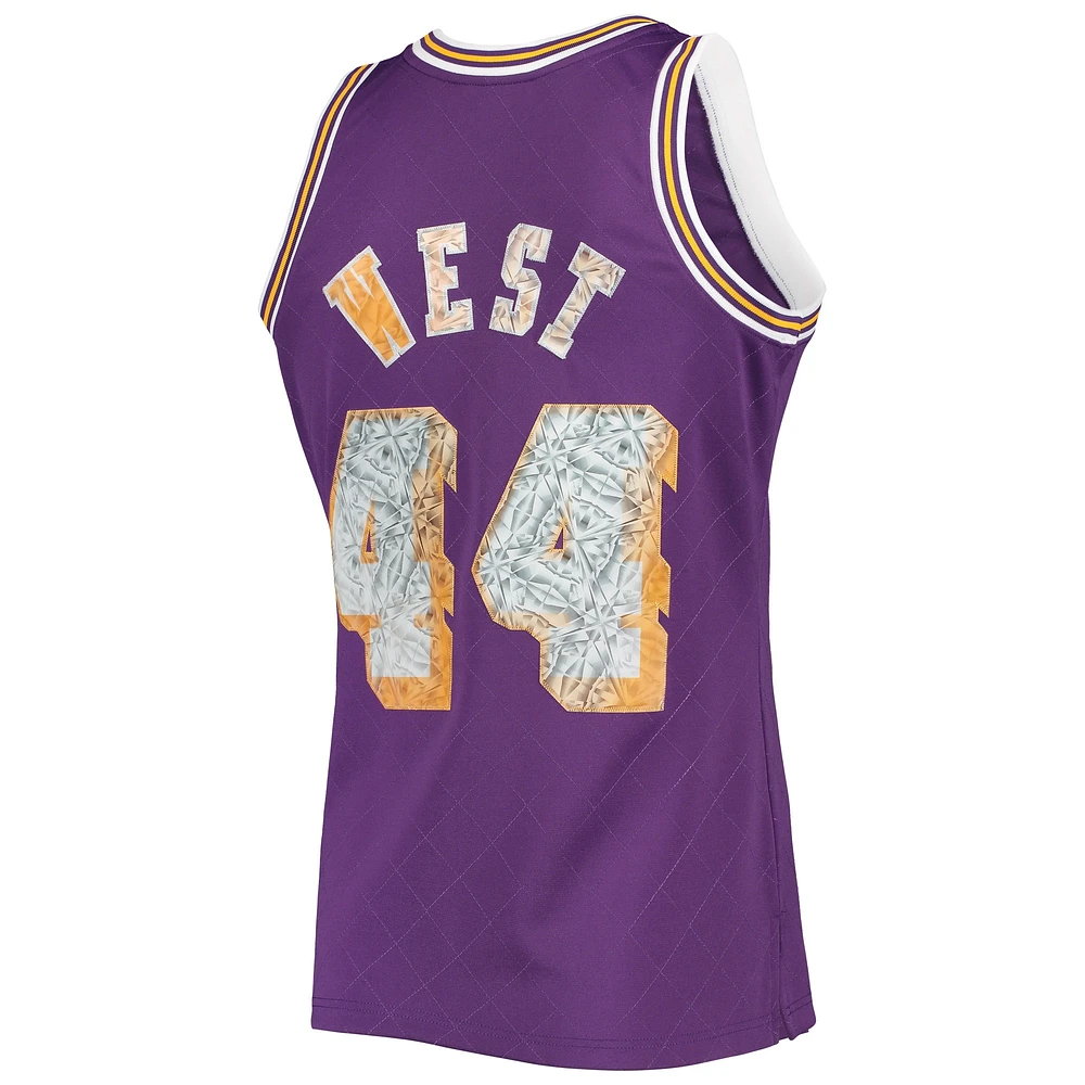 Men's Mitchell & Ness Jerry West Purple Los Angeles Lakers 1971/72 Hardwood Classics NBA 75th Anniversary Diamond Swingman Jersey