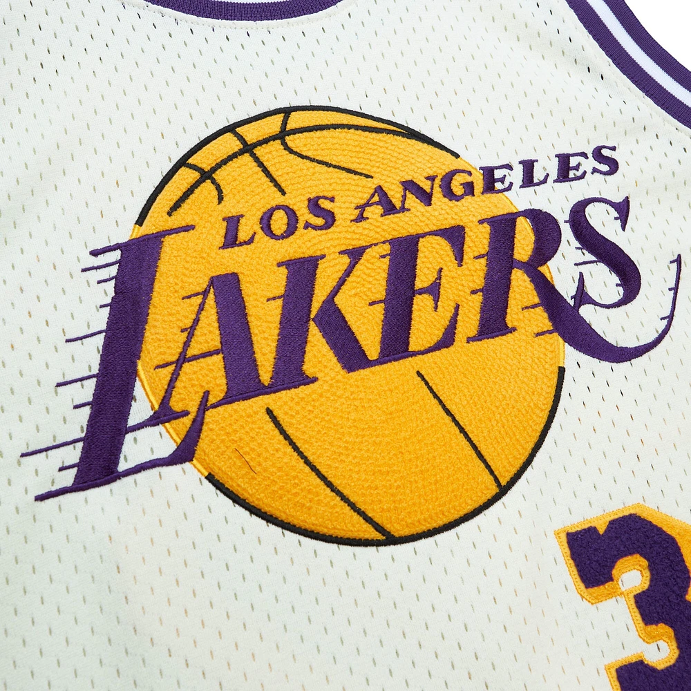 Men's Mitchell & Ness Magic Johnson Cream Los Angeles Lakers Chainstitch Swingman Jersey