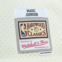 Men's Mitchell & Ness Magic Johnson Cream Los Angeles Lakers Chainstitch Swingman Jersey