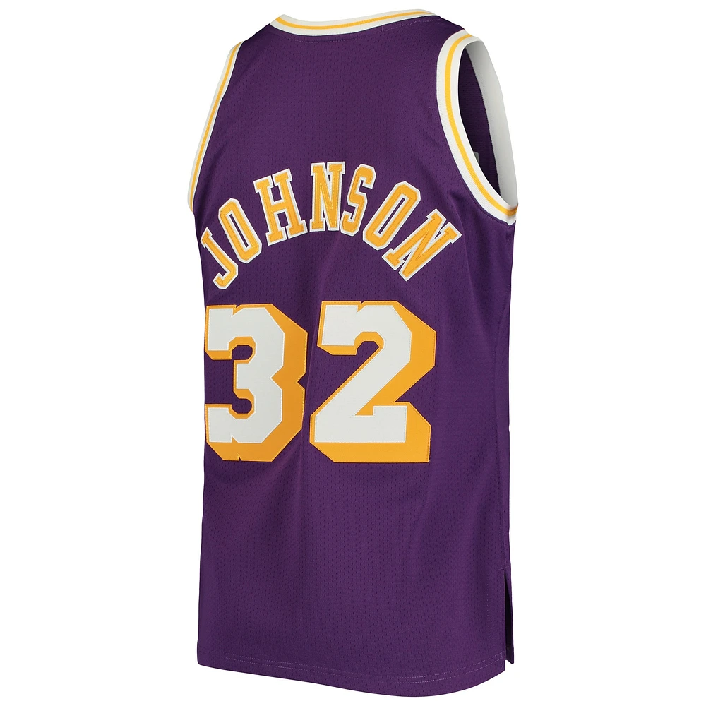 Men's Mitchell & Ness Magic Johnson Purple Los Angeles Lakers 1984/85 Hardwood Classics Authentic Jersey