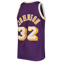 Men's Mitchell & Ness Magic Johnson Purple Los Angeles Lakers 1984/85 Hardwood Classics Authentic Jersey