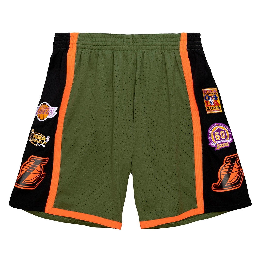 Men's Mitchell & Ness Olive Los Angeles Lakers Hardwood Classics Flight Edition Swingman - Shorts