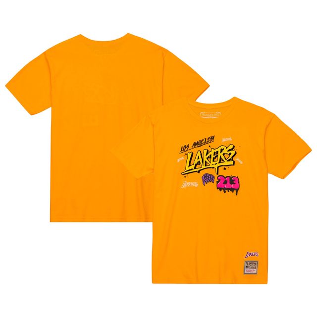 T-shirt pour homme Mitchell & Ness Orange Los Angeles Lakers Hardwood Classics Slap