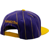 Men's Mitchell & Ness Purple Los Angeles Lakers Hardwood Classics Team Pinstripe Snapback Hat
