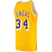Men's Mitchell & Ness Shaquille O'Neal Gold Los Angeles Lakers 1996/97 Hardwood Classics Authentic Jersey