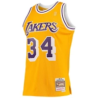 Men's Mitchell & Ness Shaquille O'Neal Gold Los Angeles Lakers / Hardwood Classics Swingman Jersey