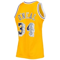 Men's Mitchell & Ness Shaquille O'Neal Gold Los Angeles Lakers 1996-97 Hardwood Classics NBA 75th Anniversary Diamond Swingman Jersey