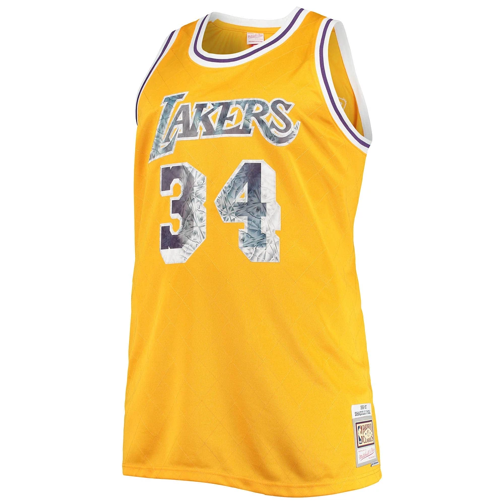 Maillot pour homme Mitchell & Ness Shaquille O'Neal Gold Los Angeles Lakers Big Tall 1996-97 NBA 75th Anniversary Diamond Swingman