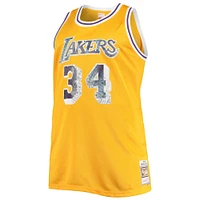 Maillot pour homme Mitchell & Ness Shaquille O'Neal Gold Los Angeles Lakers Big Tall 1996-97 NBA 75th Anniversary Diamond Swingman