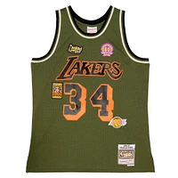 Men's Mitchell & Ness Shaquille O'Neal Olive Los Angeles Lakers 1996/97 Swingman - Jersey Flight Edition
