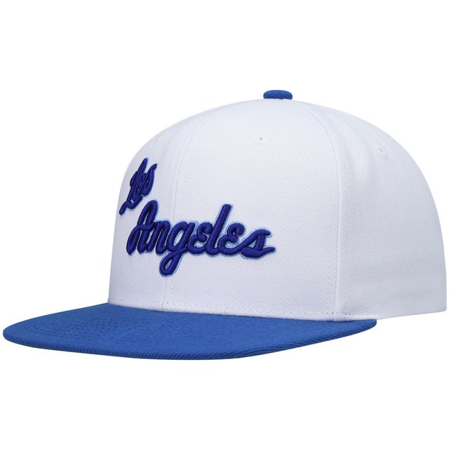 Casquette pour homme Mitchell & Ness Blanc/Royal Los Angeles Lakers Hardwood Classics Snapback