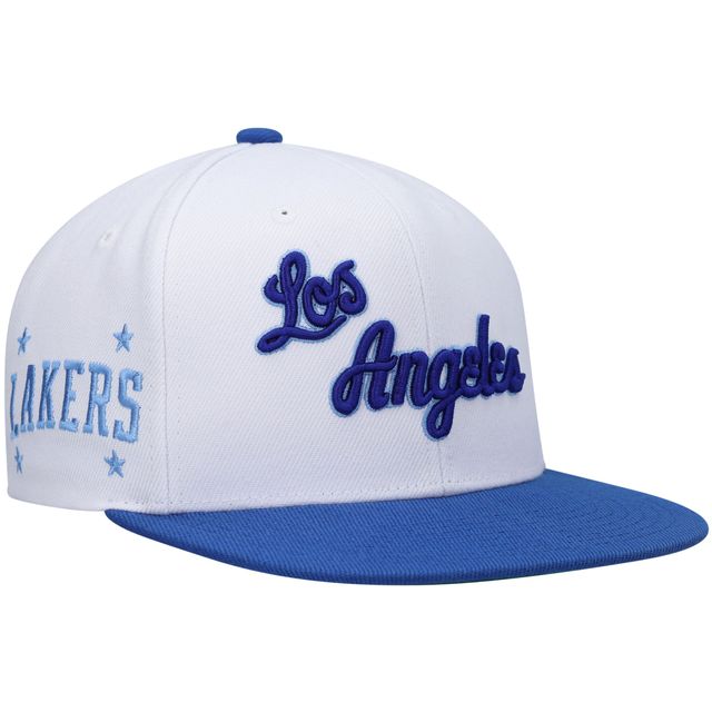 Casquette pour homme Mitchell & Ness Blanc/Royal Los Angeles Lakers Hardwood Classics Snapback