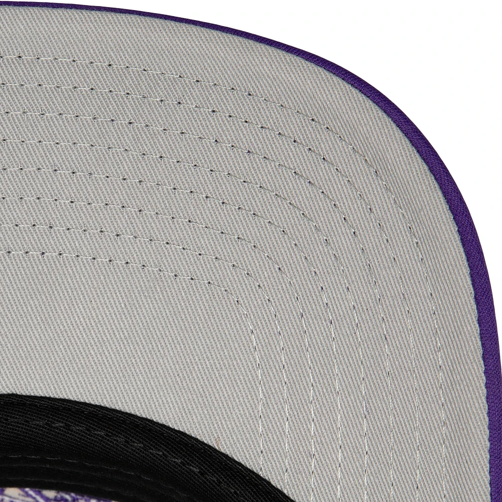 Casquette Snapback de camionneur en mousse sur le devant pour hommes, Mitchell & Ness, Los Angeles Lakers Hardwood Classics Blocker, blanche