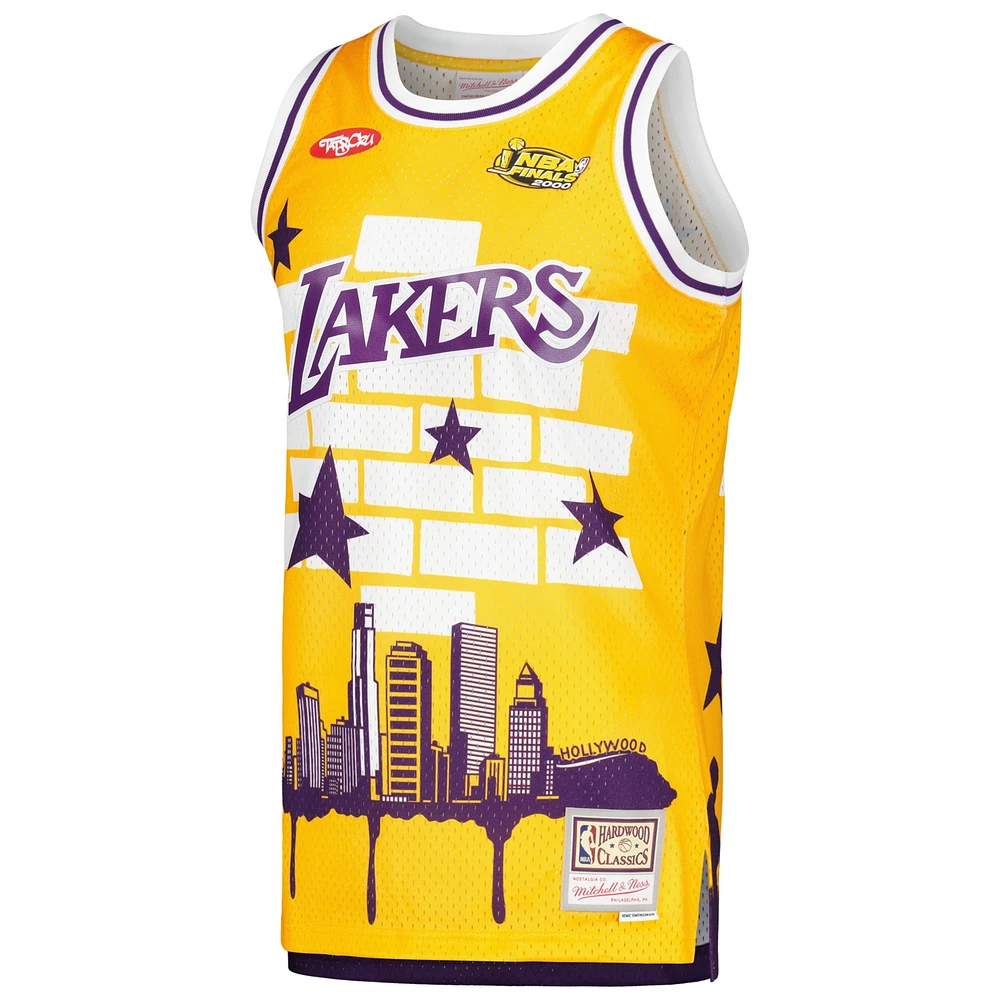 Men's Mitchell & Ness x Tats Cru Gold Los Angeles Lakers Hardwood Classics Fashion Jersey