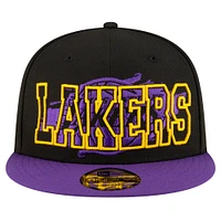 Men's New Era Black/Purple Los Angeles Lakers Sport Night Splatter 2-Tone 9FIFTY Snapback Hat