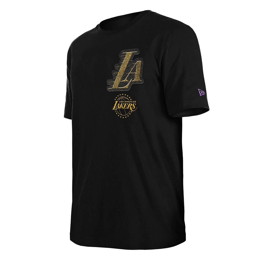 Men's New Era  Black Los Angeles Lakers 2024/25 City Edition Chenille Heavyweight T-Shirt