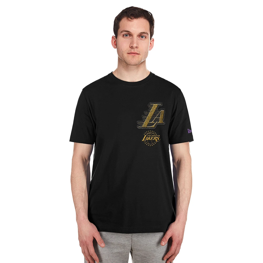 Men's New Era  Black Los Angeles Lakers 2024/25 City Edition Chenille Heavyweight T-Shirt