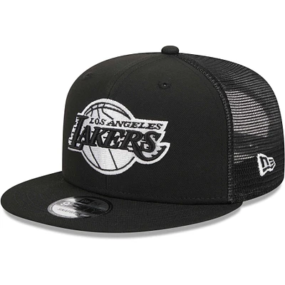 Casquette de camionneur à pression 9FIFTY Los Angeles Lakers New Era noire pour homme