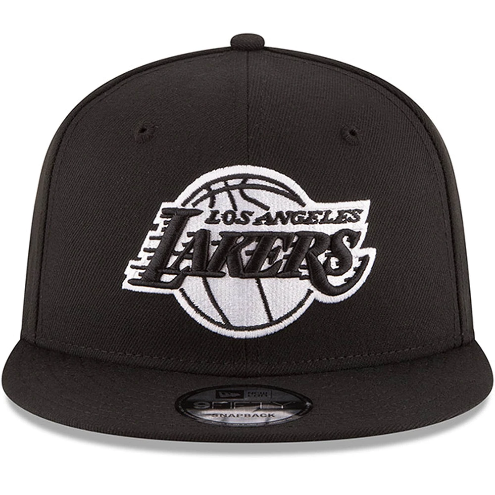 Men's New Era Black Los Angeles Lakers Black & White Logo 9FIFTY Adjustable Snapback Hat