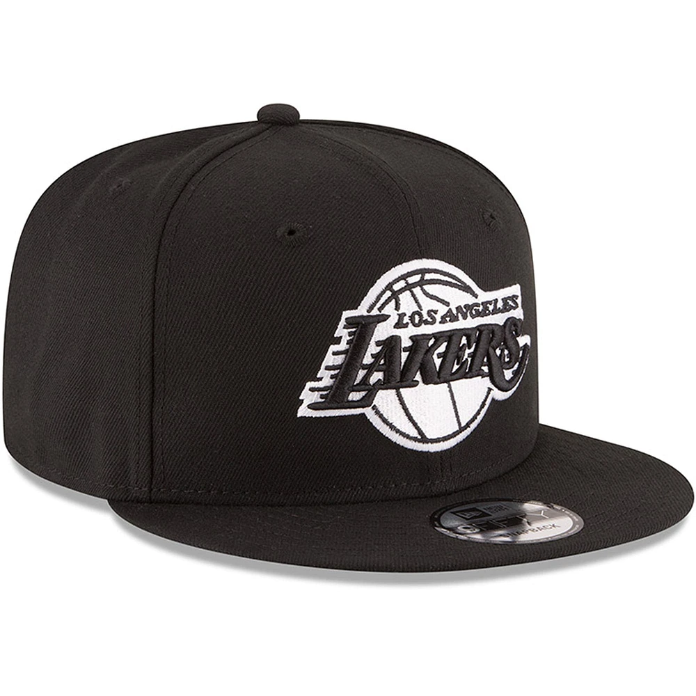 Men's New Era Black Los Angeles Lakers Black & White Logo 9FIFTY Adjustable Snapback Hat