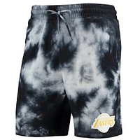 Men's New Era Black Los Angeles Lakers Fleece Tie-Dye Shorts