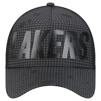 Men's New Era Black Los Angeles Lakers Midnight Ink Tonal A-Frame Trucker 9FORTY Adjustable Hat