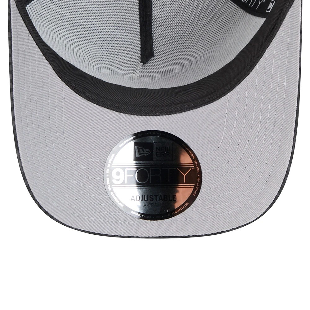 Men's New Era Black Los Angeles Lakers Midnight Ink Tonal A-Frame Trucker 9FORTY Adjustable Hat