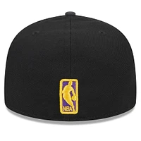 Men's New Era Black Los Angeles Lakers  Rally Drive Checkerboard 59FIFTY Crown Fitted Hat