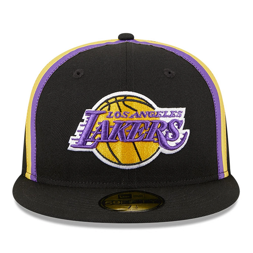 Men's New Era Black Los Angeles Lakers Taping 59FIFTY Fitted Hat
